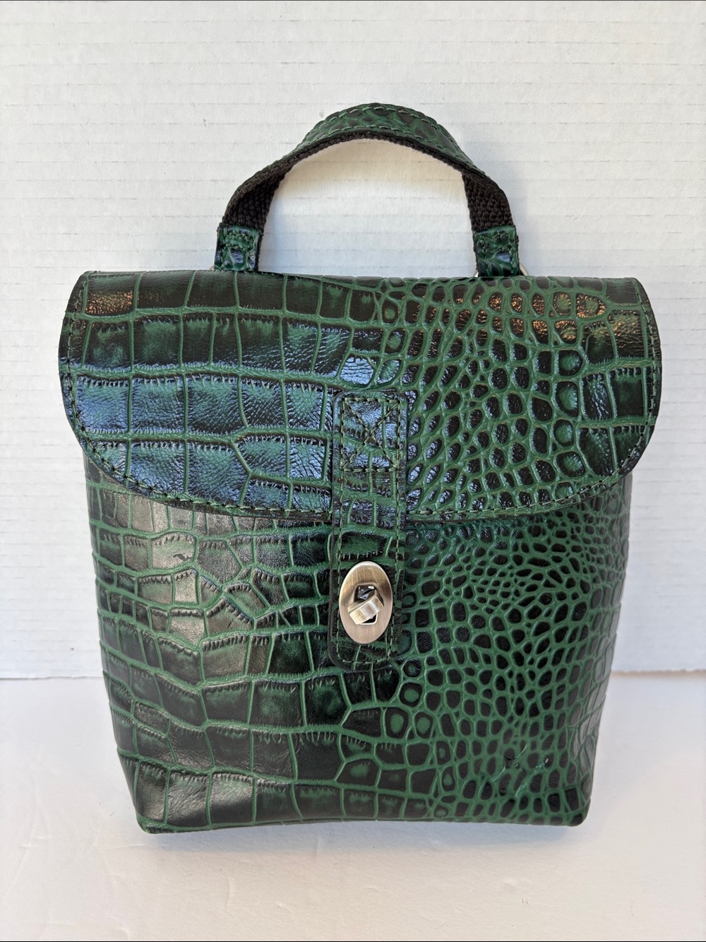 Patricia Nash Davoli Green Croc-Embossed Leather Bag